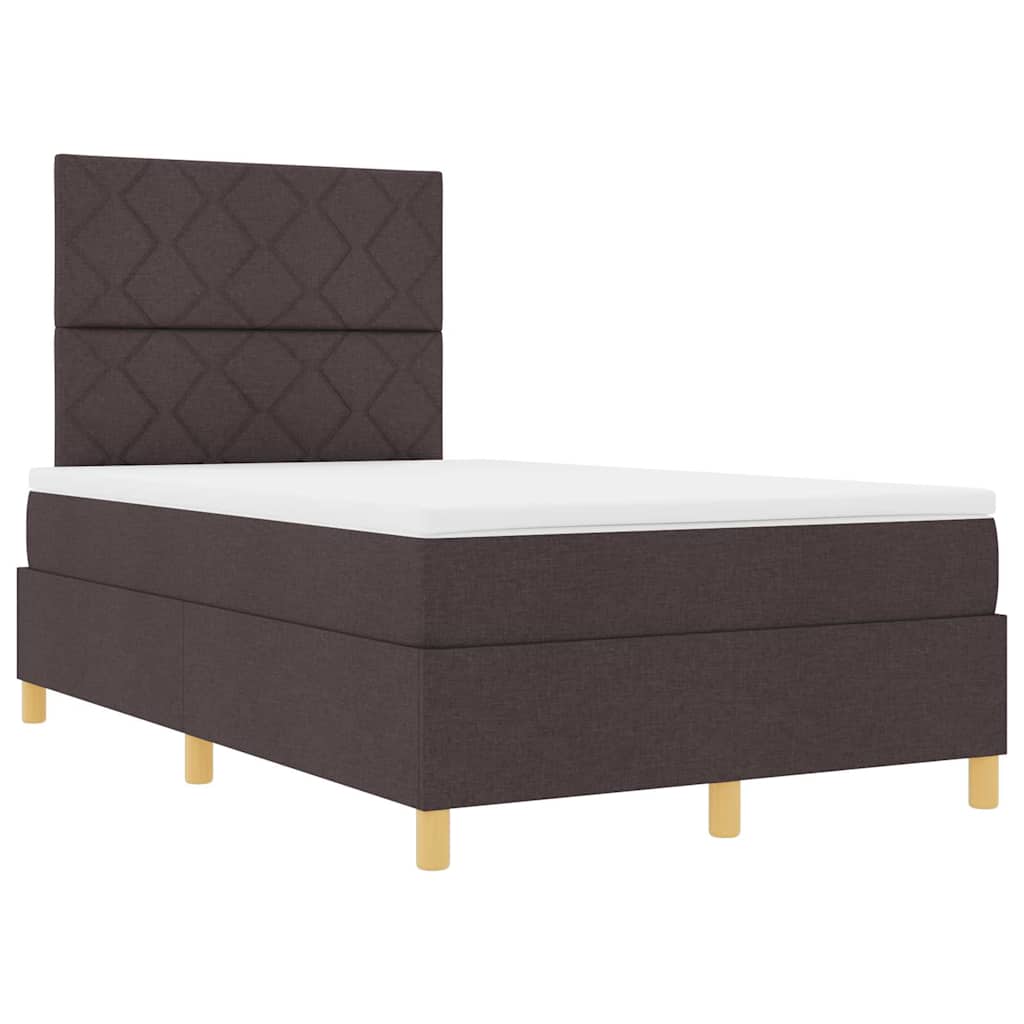 Postel S Boxspringem S Čelo Tmavě Hnědá 120 X 190 Cm Textil