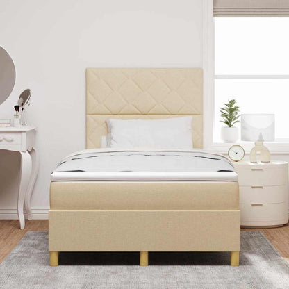 Postel S Boxspringem S Čelo Krémová 120 X 190 Cm Textil