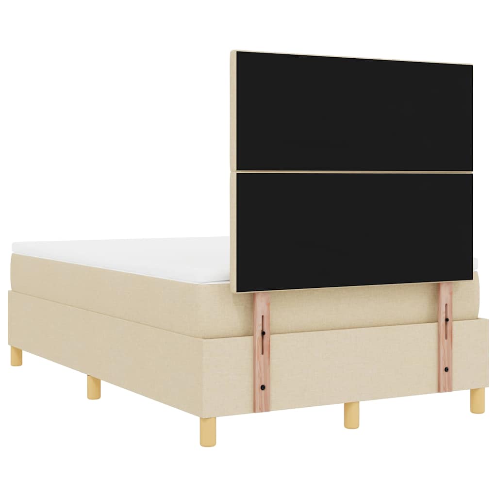 Postel S Boxspringem S Čelo Krémová 120 X 190 Cm Textil