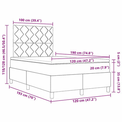 Postel S Boxspringem S Čelo Krémová 120 X 190 Cm Textil