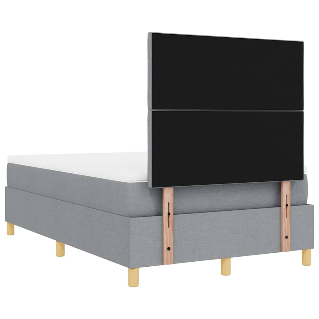 Postel S Boxspringem S Čelo Světle Šedá 120 X 200 Cm Textil
