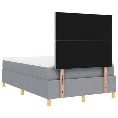 Postel S Boxspringem S Čelo Světle Šedá 120 X 200 Cm Textil