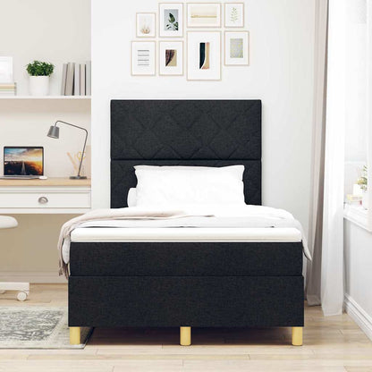 Postel S Boxspringem S Čelo Černá 120 X 200 Cm Textil