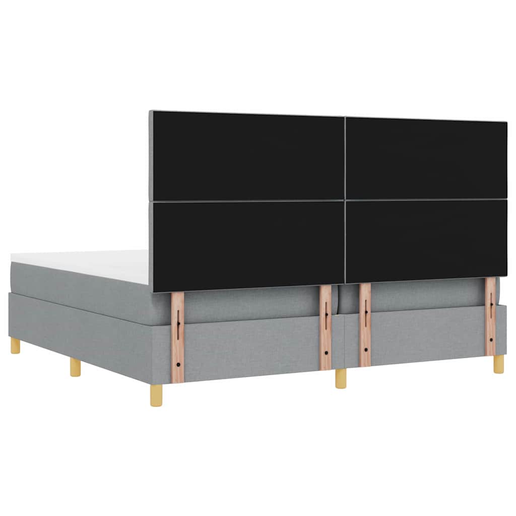 Postel S Boxspringem S Čelo Světle Šedá 200 X 200 Cm Textil