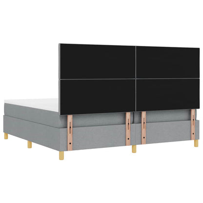Postel S Boxspringem S Čelo Světle Šedá 200 X 200 Cm Textil