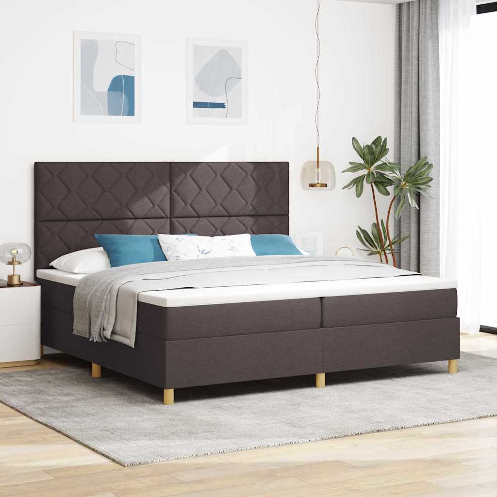 Postel S Boxspringem S Čelo Tmavě Hnědá 200 X 200 Cm Textil