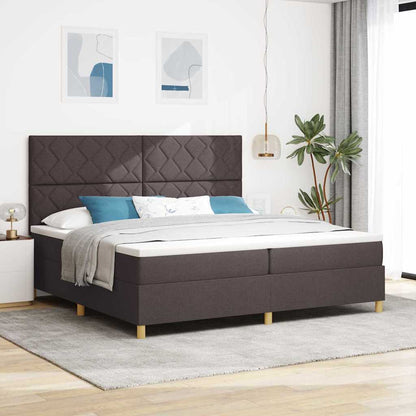 Postel S Boxspringem S Čelo Tmavě Hnědá 200 X 200 Cm Textil