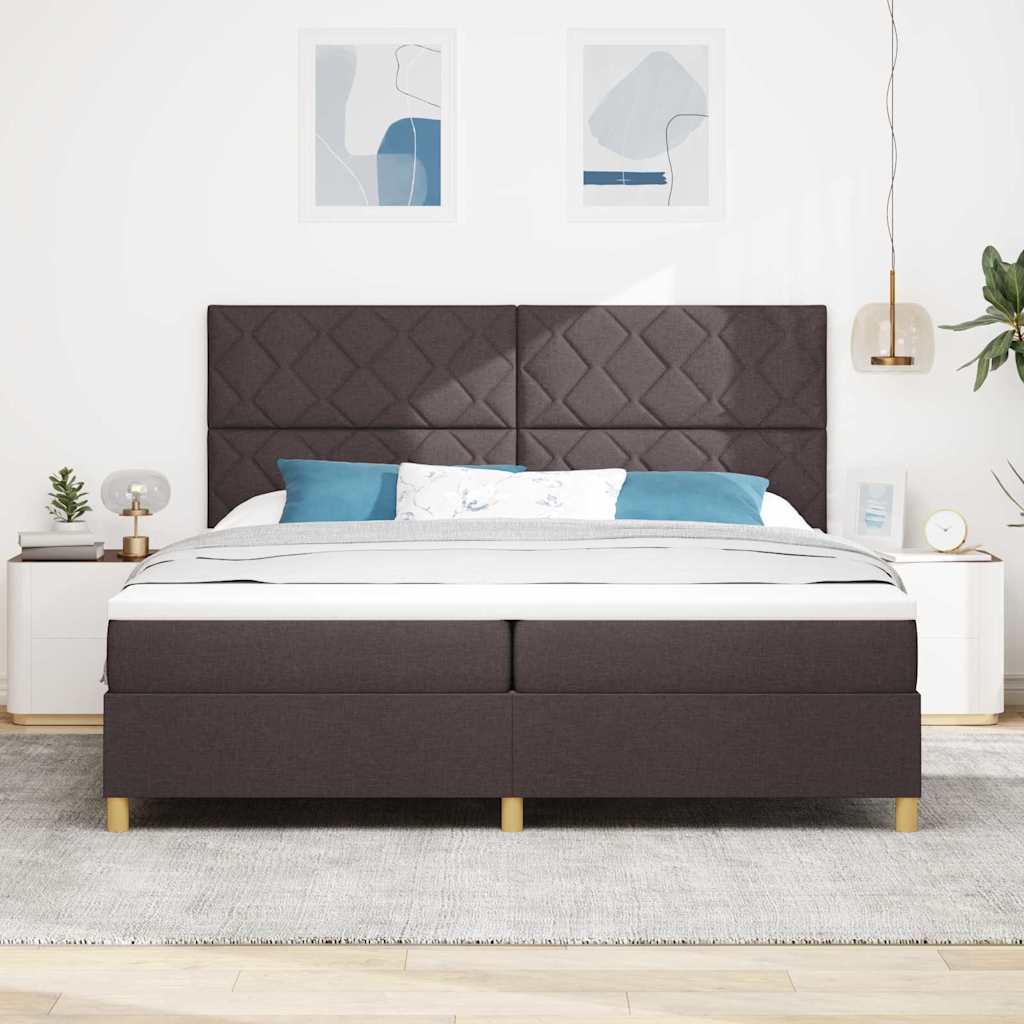 Postel S Boxspringem S Čelo Tmavě Hnědá 200 X 200 Cm Textil