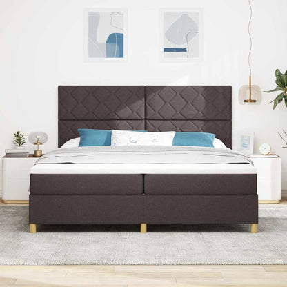 Postel S Boxspringem S Čelo Tmavě Hnědá 200 X 200 Cm Textil