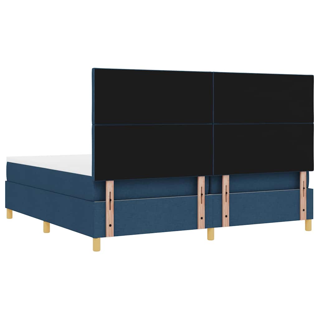 Postel S Boxspringem S Čelo Modrá 200 X 200 Cm Textil