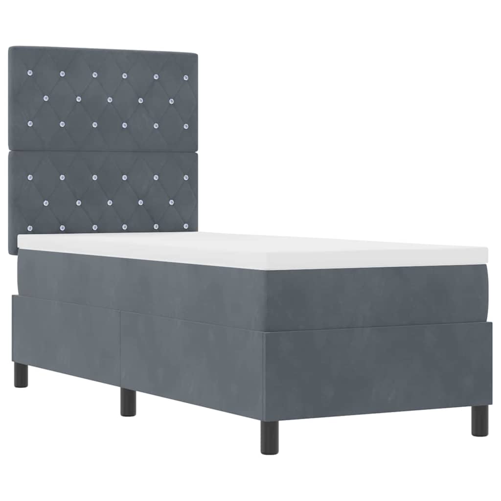 Postel S Boxspringem S Matrací Tmavě Šedá 80 X 200 Cm Samet