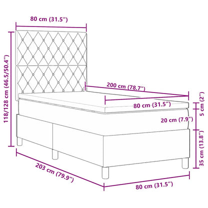 Postel S Boxspringem S Matrací Tmavě Šedá 80 X 200 Cm Samet