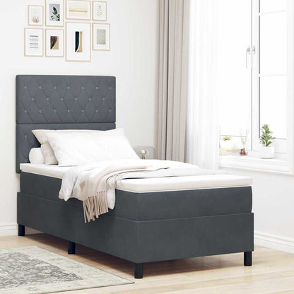 Postel S Boxspringem S Matrací Tmavě Šedá 90 X 190 Cm Samet