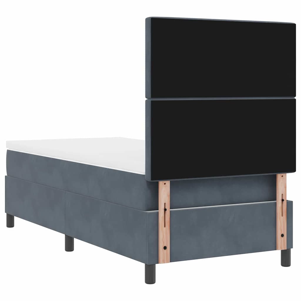 Postel S Boxspringem S Matrací Tmavě Šedá 90 X 200 Cm Samet