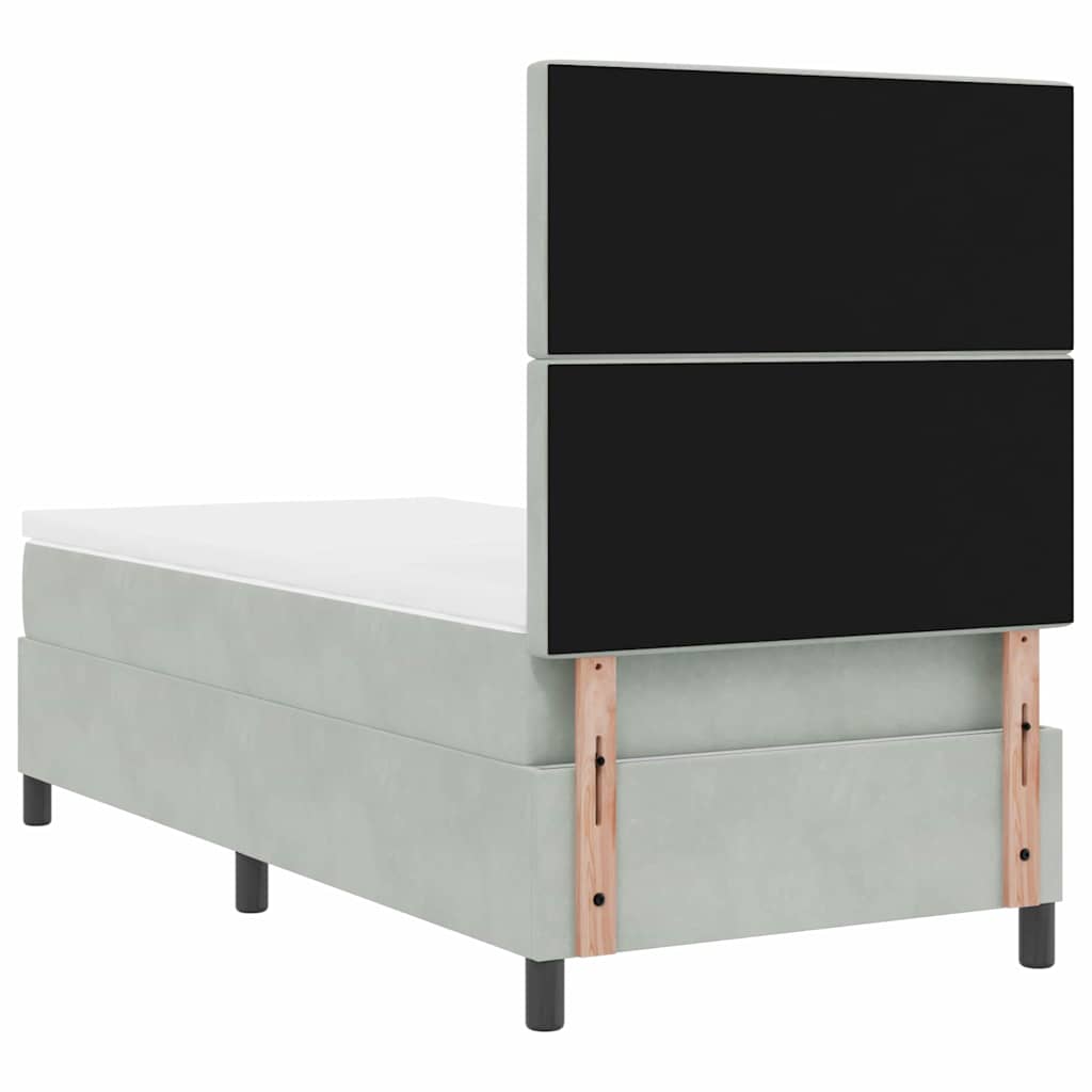 Postel S Boxspringem S Matrací Světle Šedá 100 X 200 Cm Samet