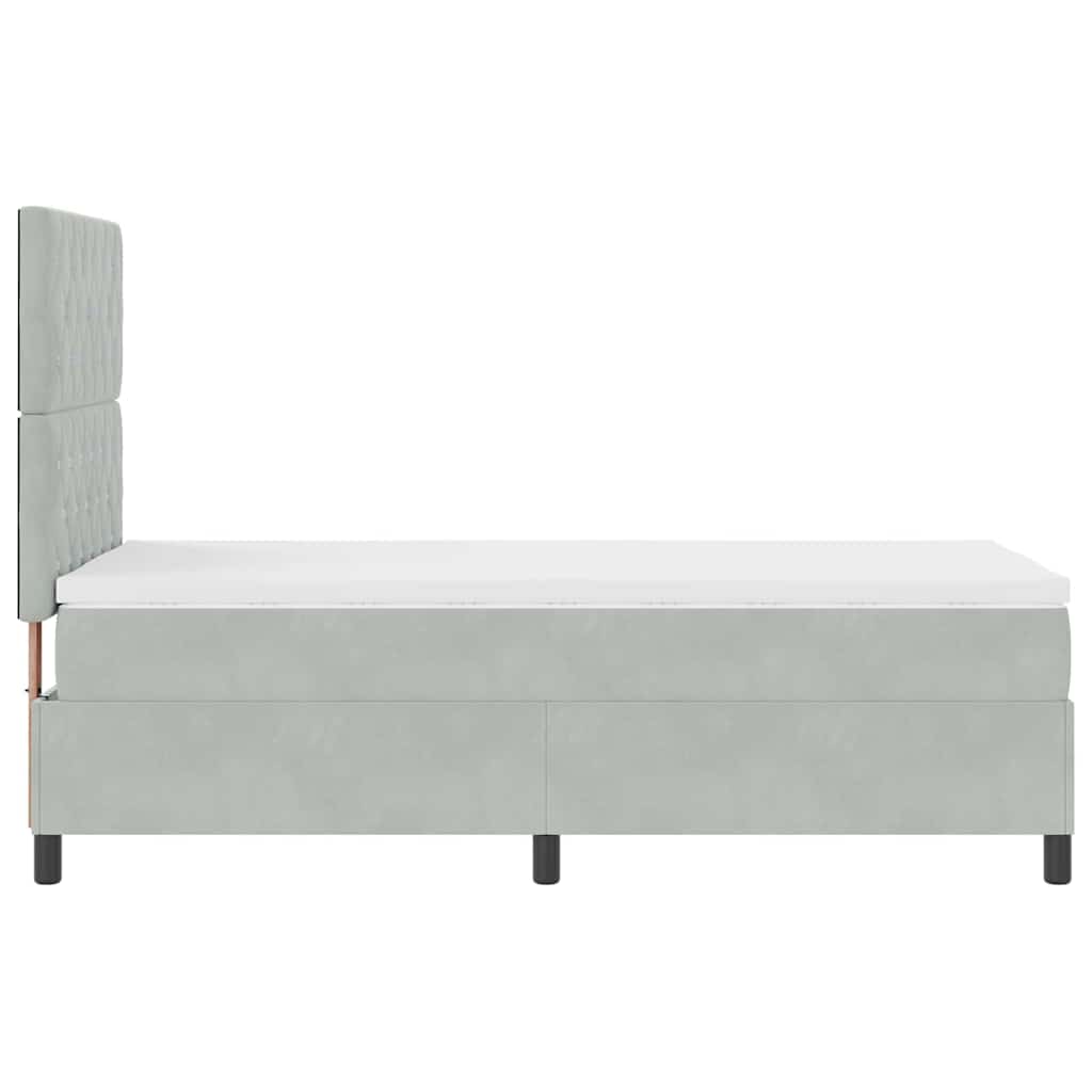 Postel S Boxspringem S Matrací Světle Šedá 100 X 200 Cm Samet