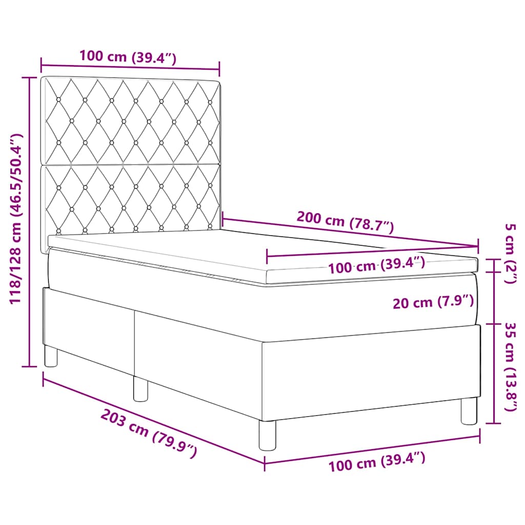 Postel S Boxspringem S Matrací Tmavě Zelená 100 X 200 Cm Samet