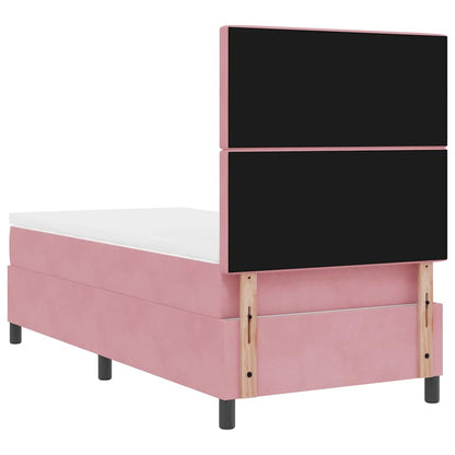 Postel S Boxspringem S Matrací S Čelo Růžová 100 X 200 Cm Samet