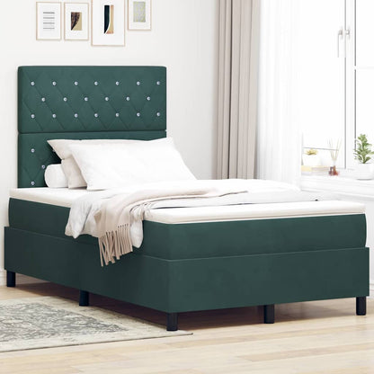 Postel S Boxspringem S Matrací Tmavě Zelená 120 X 190 Cm Samet