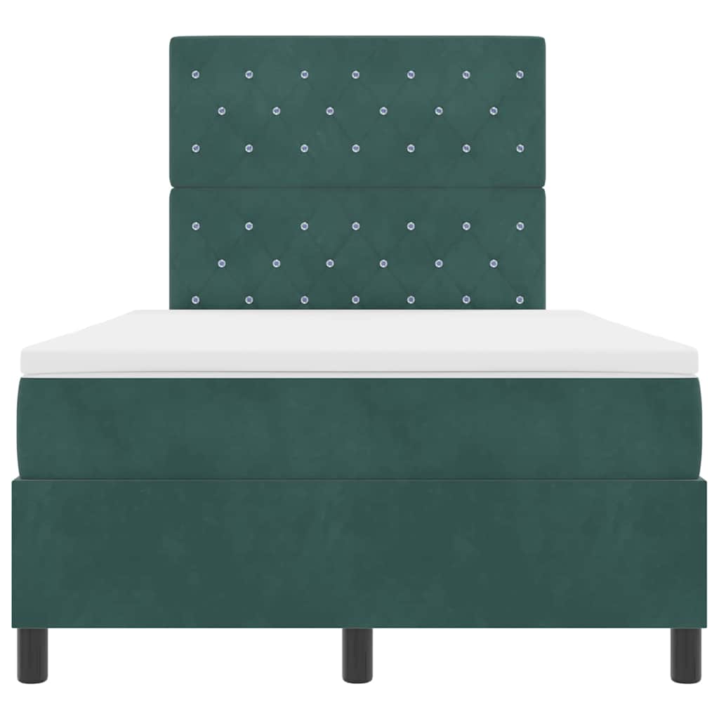 Postel S Boxspringem S Matrací Tmavě Zelená 120 X 190 Cm Samet