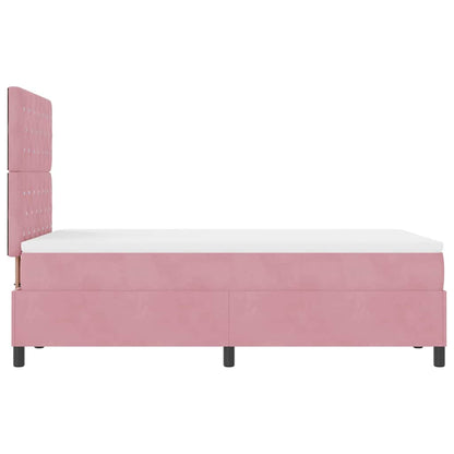 Postel S Boxspringem S Matrací S Čelo Růžová 120 X 190 Cm Samet