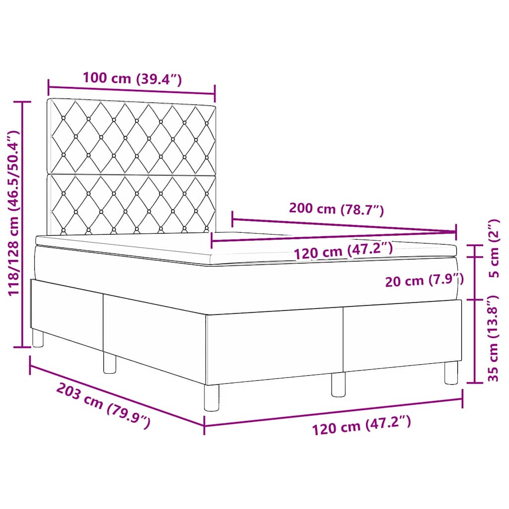 Postel S Boxspringem S Matrací Tmavě Zelená 120 X 200 Cm Samet