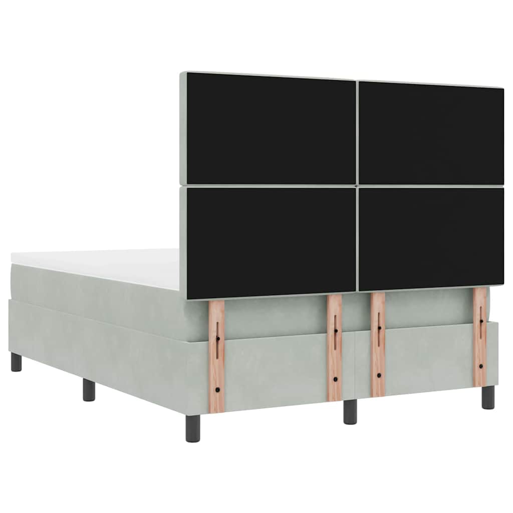 Postel S Boxspringem S Matrací Světle Šedá 140 X 190 Cm Samet