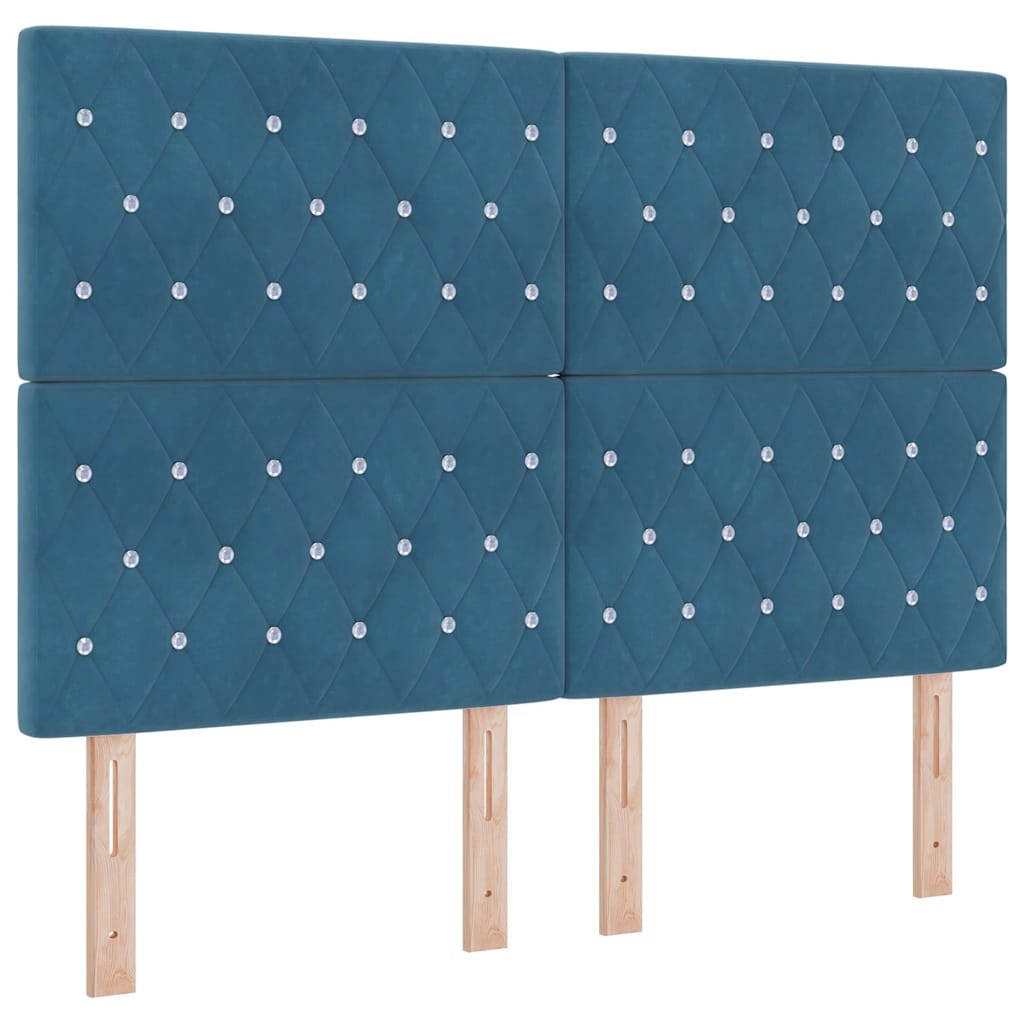 Postel S Boxspringem S Matrací Tmavě Modrá 140 X 190 Cm Samet