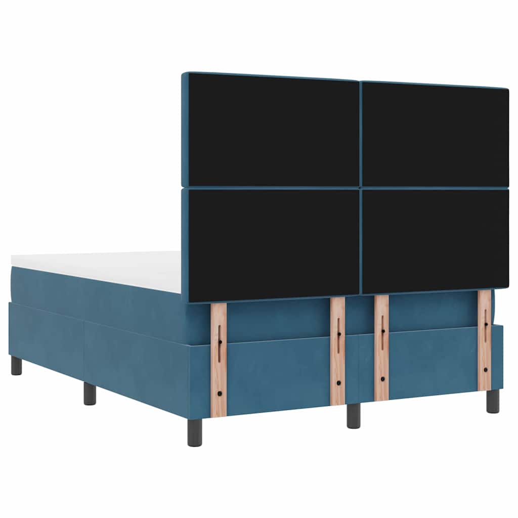 Postel S Boxspringem S Matrací Tmavě Modrá 140 X 190 Cm Samet