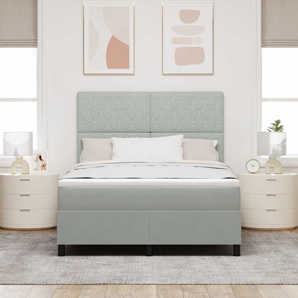 Postel S Boxspringem S Matrací Světle Šedá 140 X 200 Cm Samet