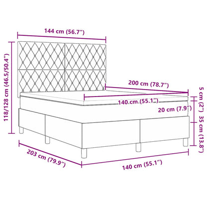 Postel S Boxspringem S Matrací Tmavě Modrá 140 X 200 Cm Samet