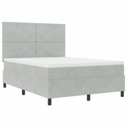 Postel S Boxspringem S Matrací Světle Šedá 160 X 200 Cm Samet