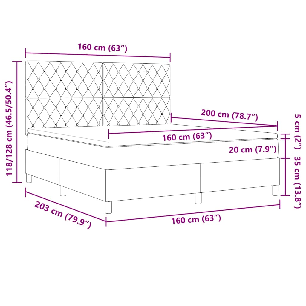 Postel S Boxspringem S Matrací Světle Šedá 160 X 200 Cm Samet