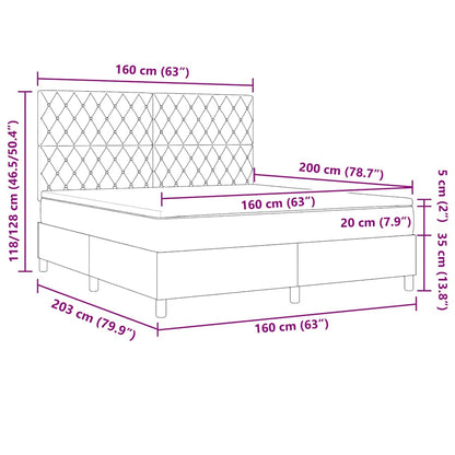 Postel S Boxspringem S Matrací Světle Šedá 160 X 200 Cm Samet