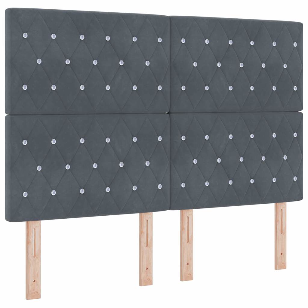 Postel S Boxspringem S Matrací Tmavě Šedá 160 X 200 Cm Samet