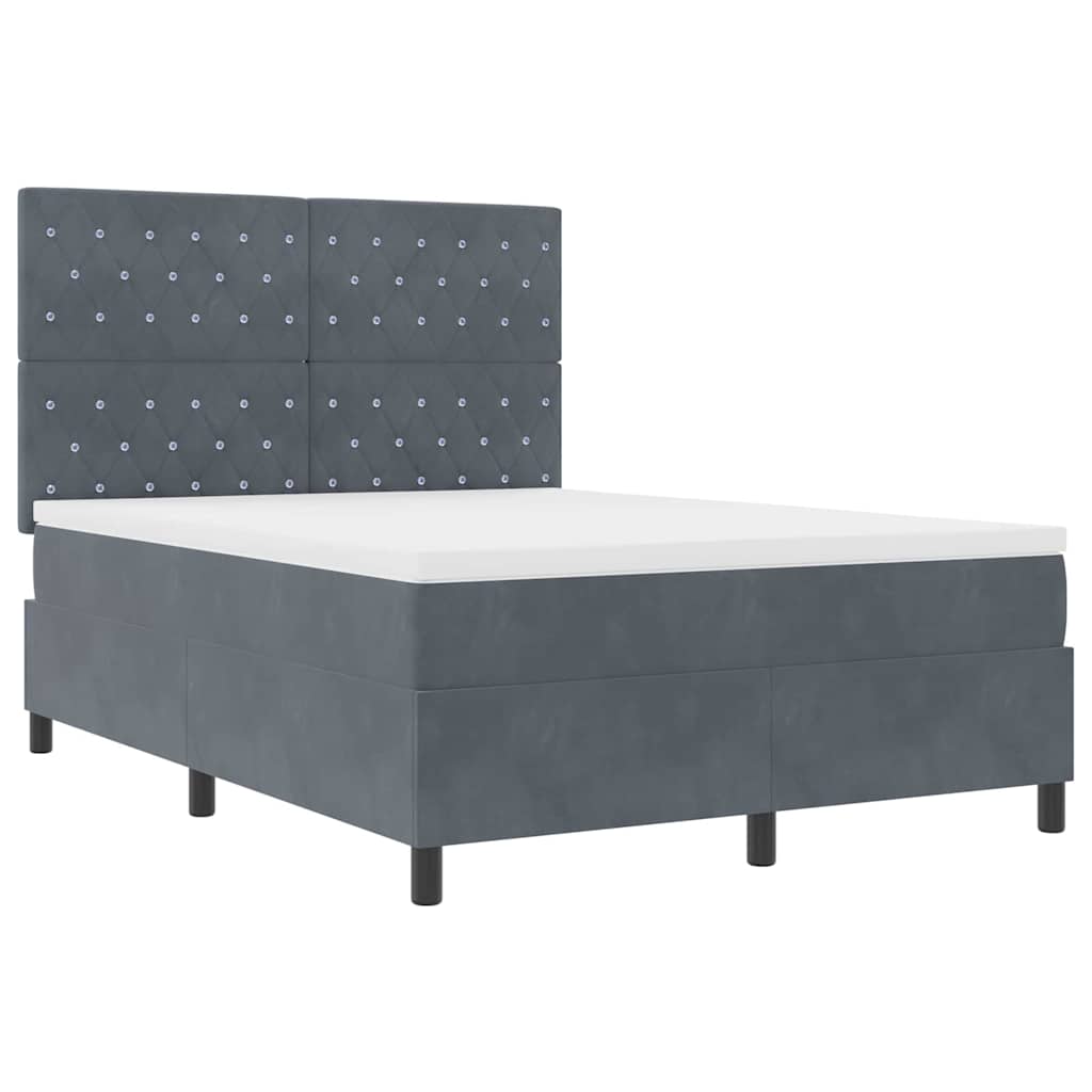 Postel S Boxspringem S Matrací Tmavě Šedá 160 X 200 Cm Samet