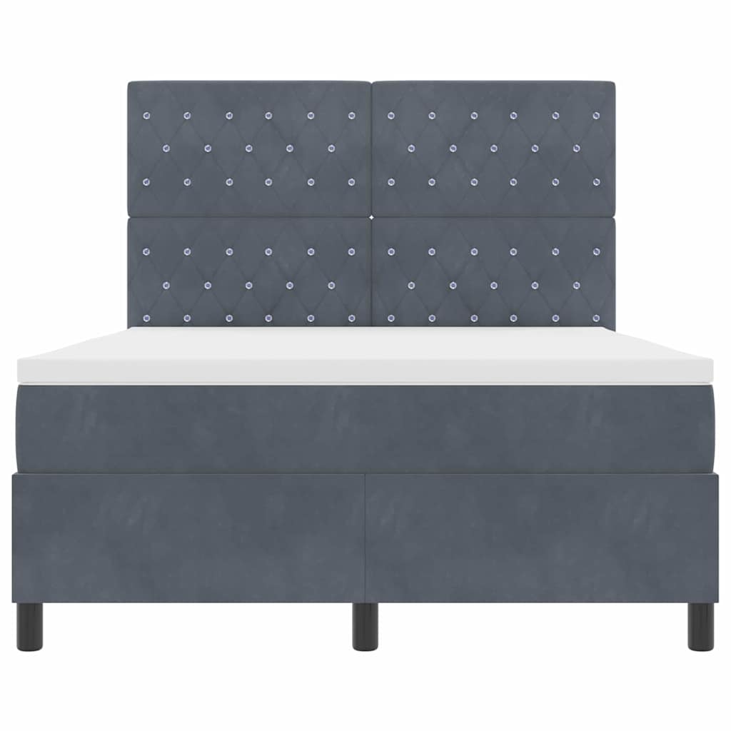Postel S Boxspringem S Matrací Tmavě Šedá 160 X 200 Cm Samet