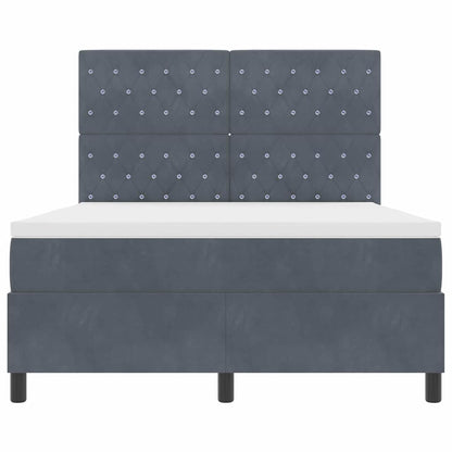 Postel S Boxspringem S Matrací Tmavě Šedá 160 X 200 Cm Samet