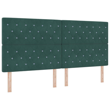 Postel S Boxspringem S Matrací Tmavě Zelená 200 X 200 Cm Samet