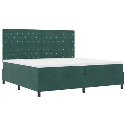 Postel S Boxspringem S Matrací Tmavě Zelená 200 X 200 Cm Samet