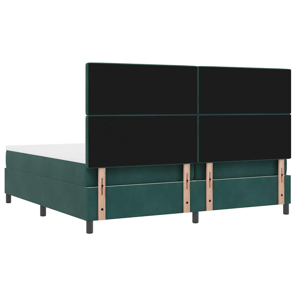 Postel S Boxspringem S Matrací Tmavě Zelená 200 X 200 Cm Samet
