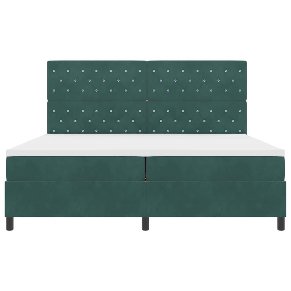 Postel S Boxspringem S Matrací Tmavě Zelená 200 X 200 Cm Samet