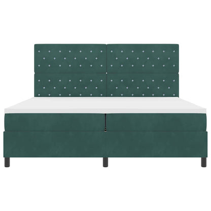 Postel S Boxspringem S Matrací Tmavě Zelená 200 X 200 Cm Samet