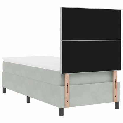 Postel S Boxspringem S Čelo Světle Šedá 80 X 200 Cm Samet