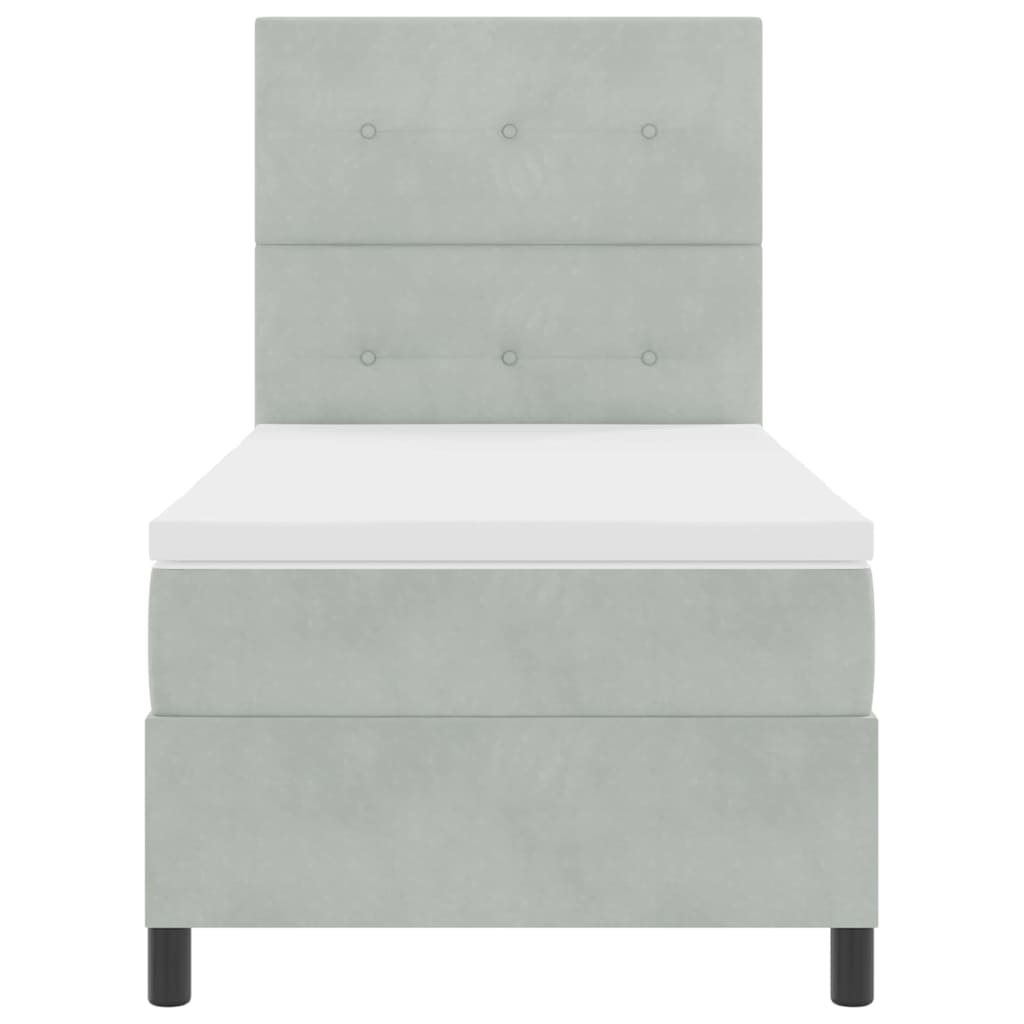 Postel S Boxspringem S Čelo Světle Šedá 80 X 200 Cm Samet