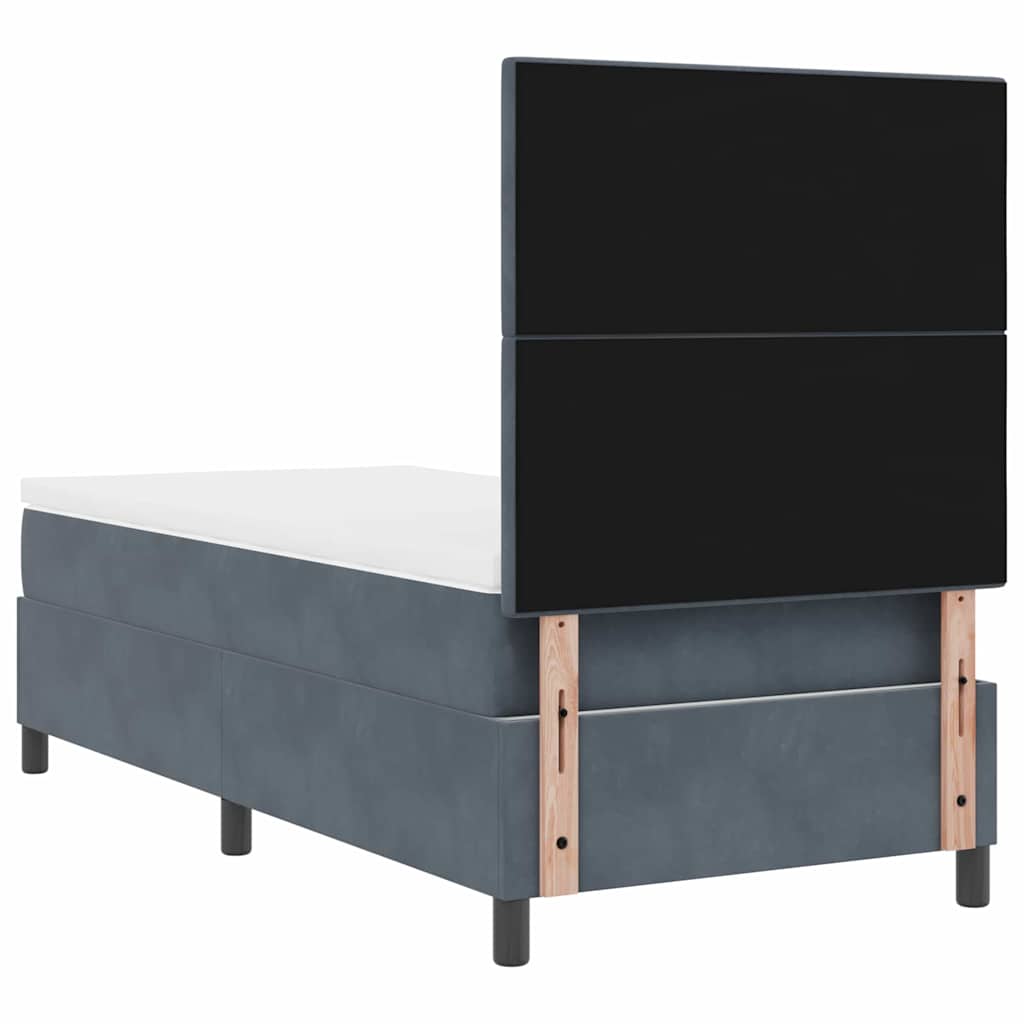 Postel S Boxspringem S Čelo Tmavě Šedá 80 X 200 Cm Samet