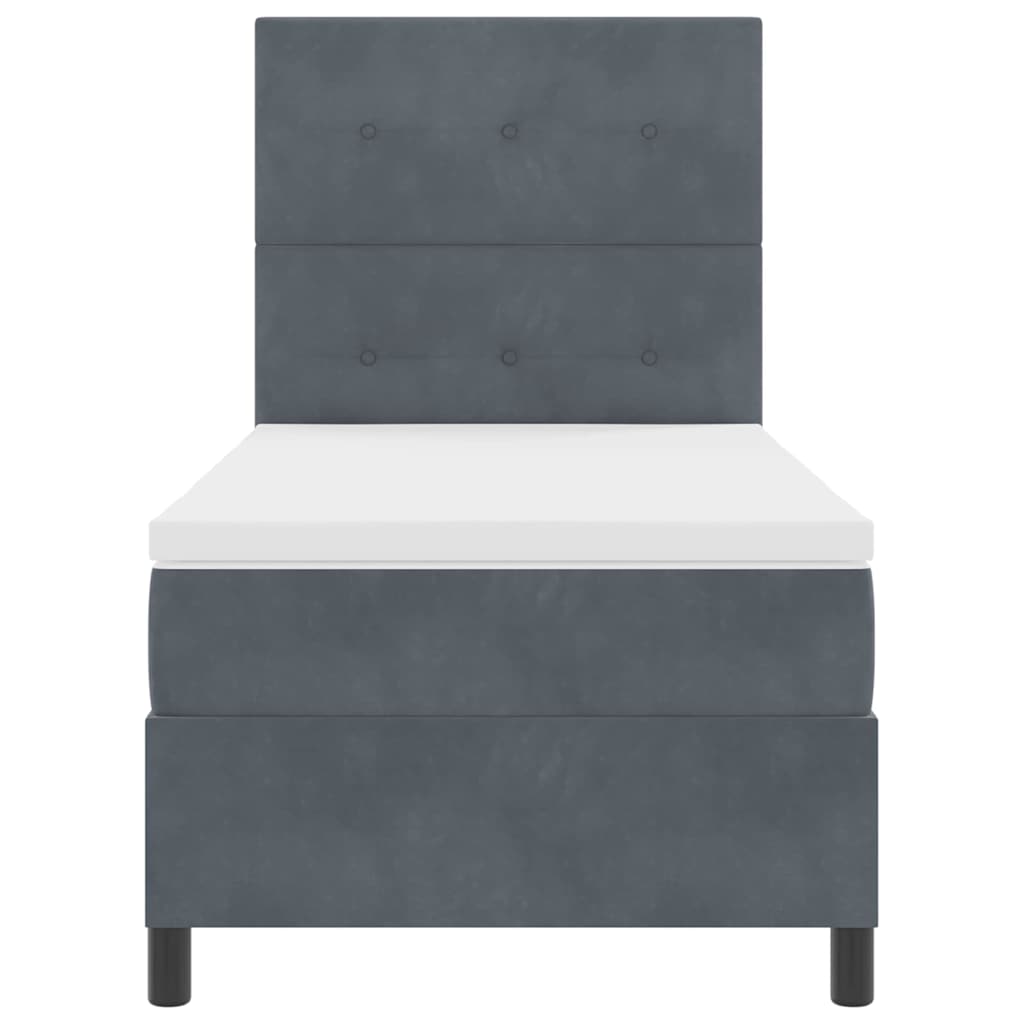 Postel S Boxspringem S Čelo Tmavě Šedá 90 X 190 Cm Samet
