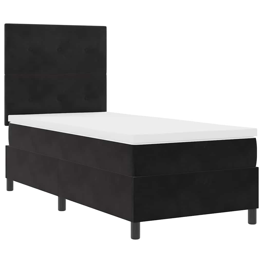 Postel S Boxspringem S Čelo Černý 90 X 190 Cm Samet