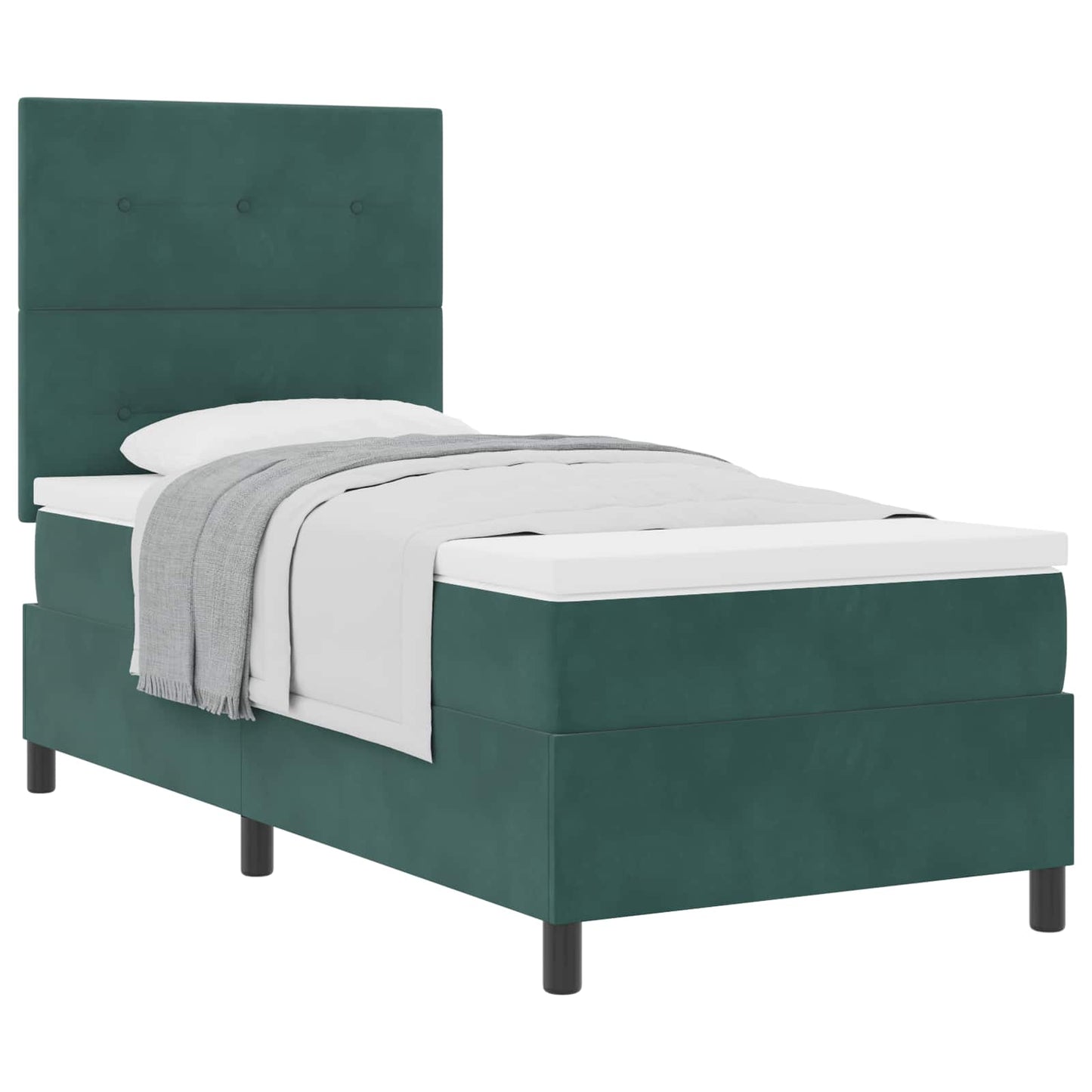 Postel S Boxspringem S Čelo Tmavě Zelená 90 X 190 Cm Samet