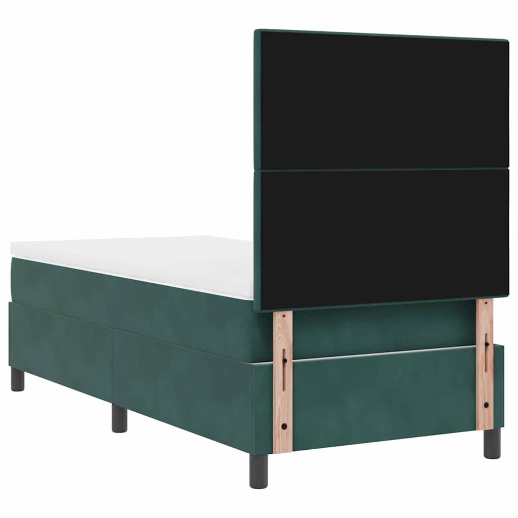 Postel S Boxspringem S Čelo Tmavě Zelená 90 X 190 Cm Samet